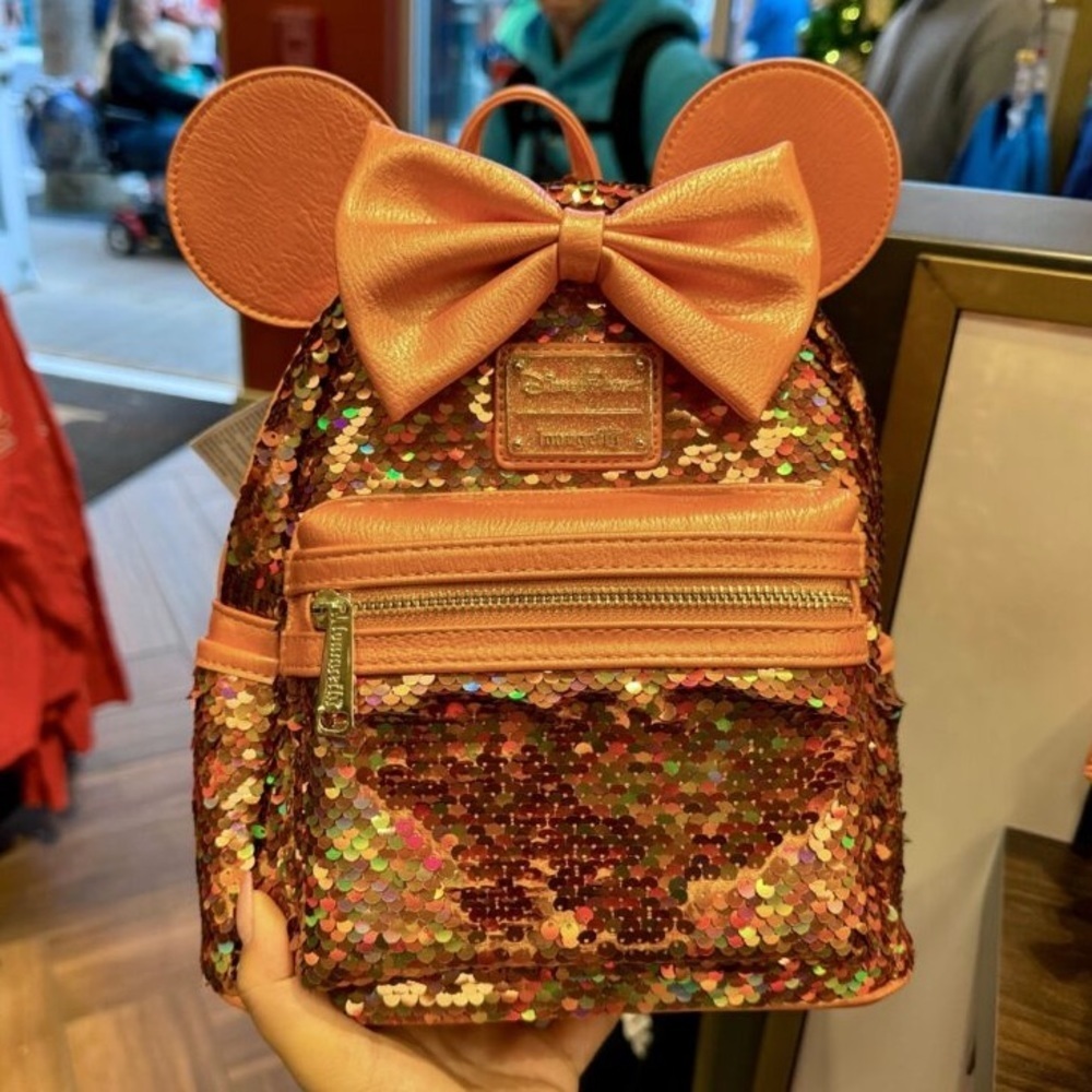 Minnie Mouse Sequined Loungefly Mini Backpack – Peach Punch